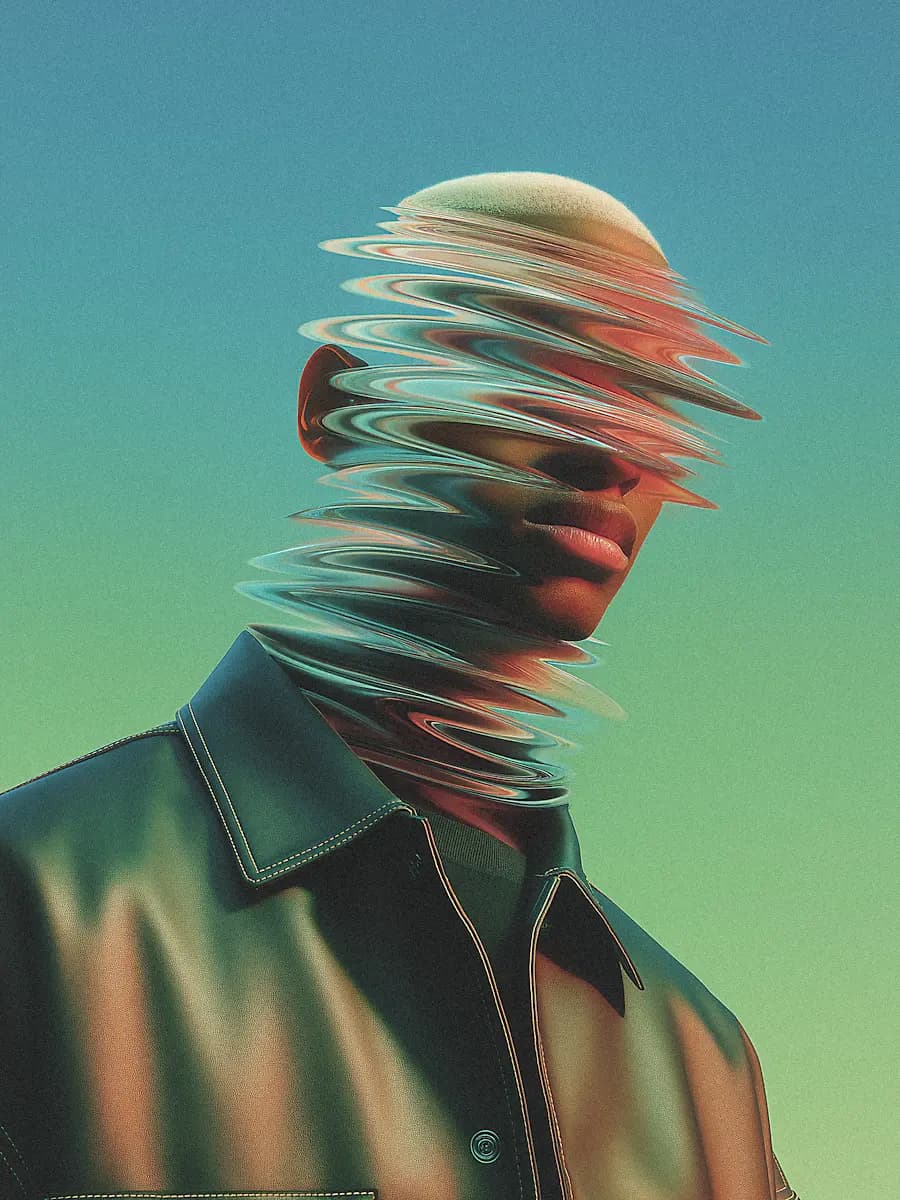 Designer with abstract visual effects