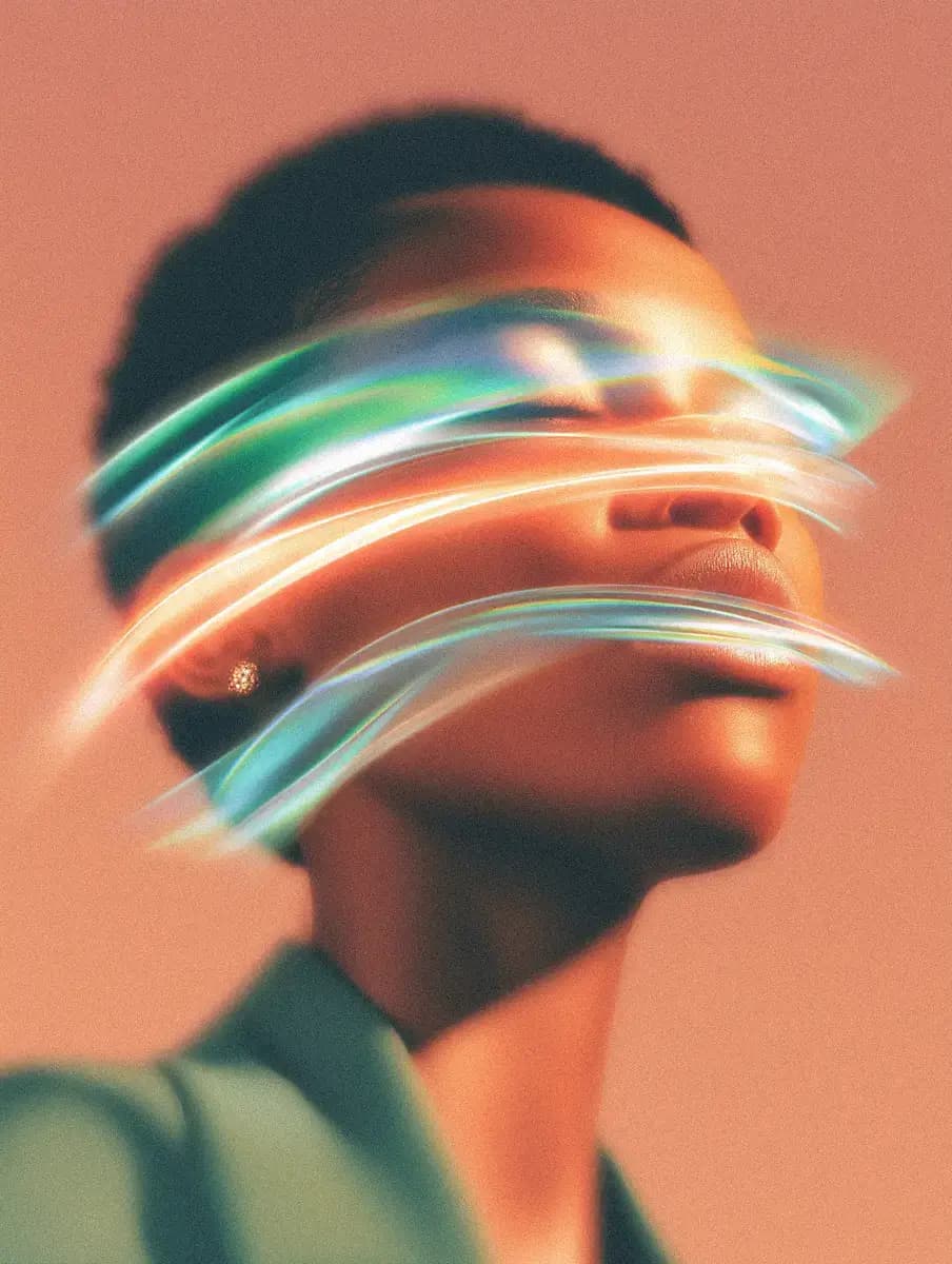 Designer with futuristic headset